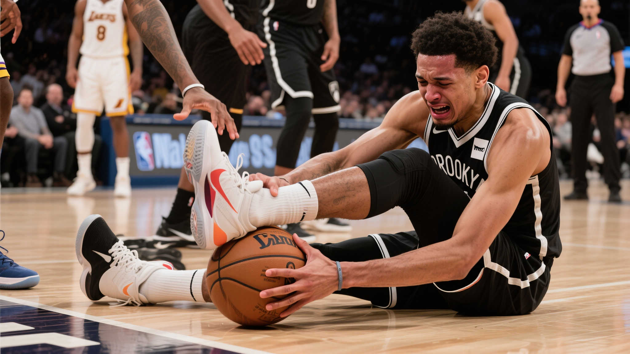 抢篮板需谨慎，这位猛人90度崴脚竟自己掰正，堪称硬汉！